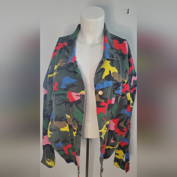Sunset+Spring Jackets & Blazers - SUNSET+SPRING -size L-Camo Colorful denim Jacket